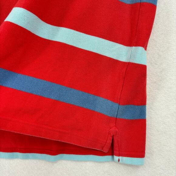 The Foundry Polo Shirt Mens Size L Tall Orange Blue Stripe Textured Knit - Picture 5 of 8
